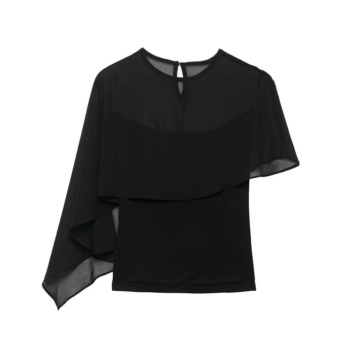 Damen Asymmetrisches Chiffon-Cape Top mit einseitiger Schulterpartie Echo Archiv