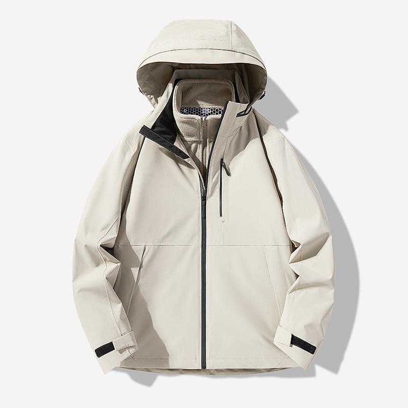 Herren Wasserdichte technische Softshell-Hybridjacke mit integriertem Fleecefutter und verstellbarer Kapuze Echo Archiv