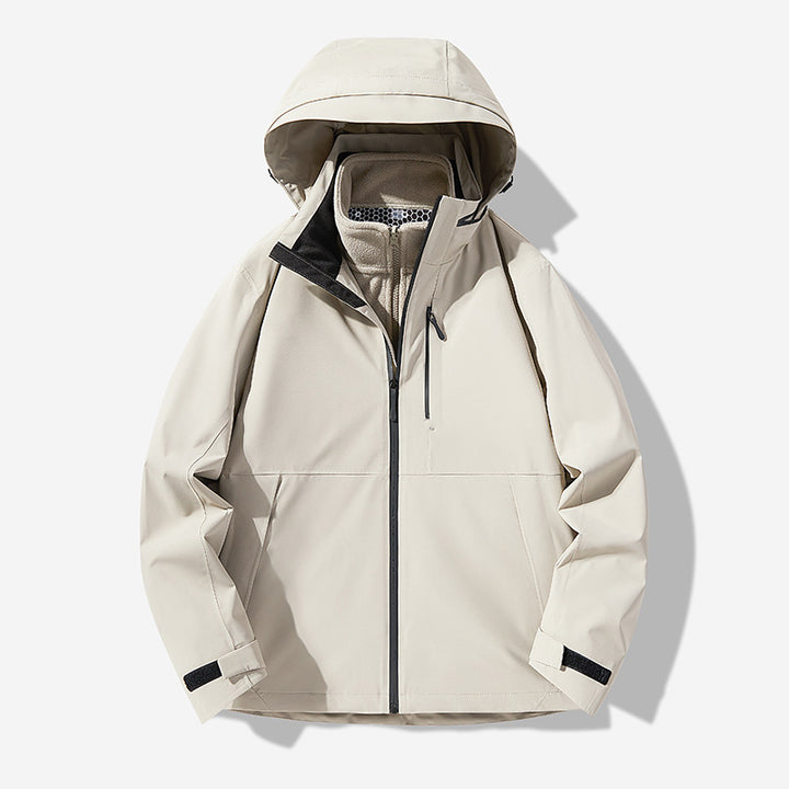 Herren Wasserdichte technische Softshell-Hybridjacke mit integriertem Fleecefutter und verstellbarer Kapuze Echo Archiv