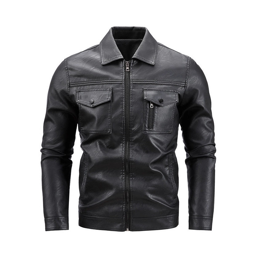 Herren hochwertige Kunstlederjacke mit praktischen Taschen Echoarchiv