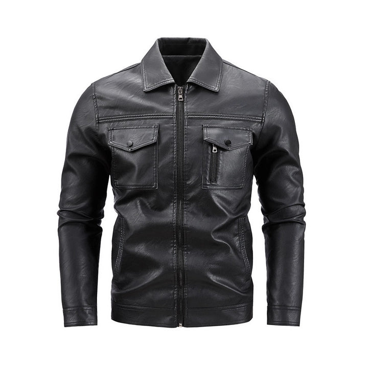 Herren hochwertige Kunstlederjacke mit praktischen Taschen Echoarchiv