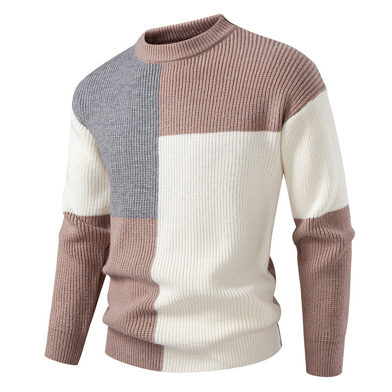Herren farbenfroher Strukturpullover mit modernem Schnitt und Rundhalsausschnitt Echoarchiv
