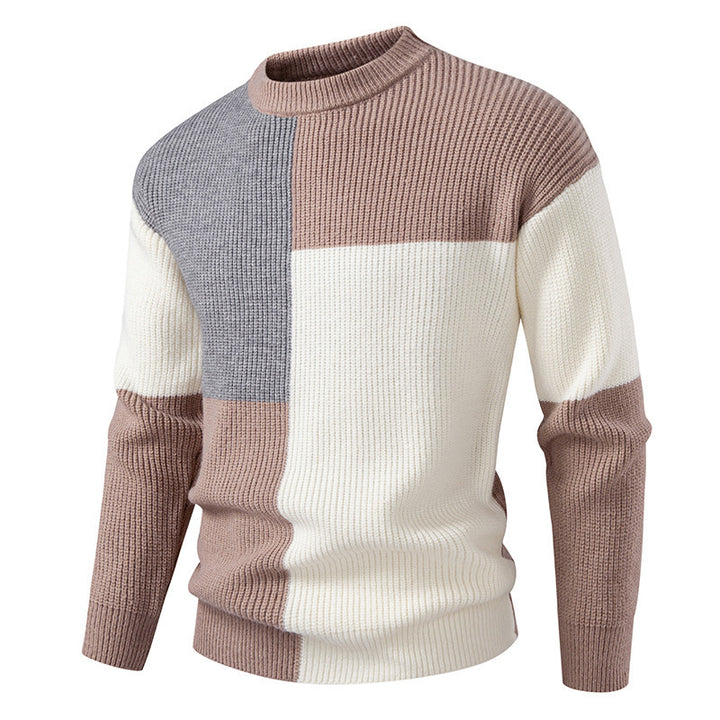 Herren farbenfroher Strukturpullover mit modernem Schnitt und Rundhalsausschnitt Echoarchiv