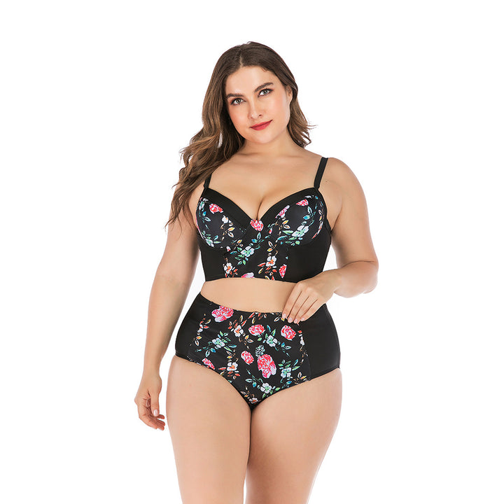 Damen Hochtailliertes Bikini-Set mit floralem Oberteil und unterstützendem Schnitt Echo Archiv