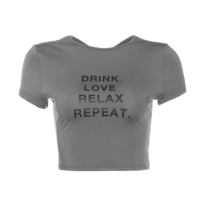 Damen cropped T-Shirt mit Motivdruck Echo Archiv