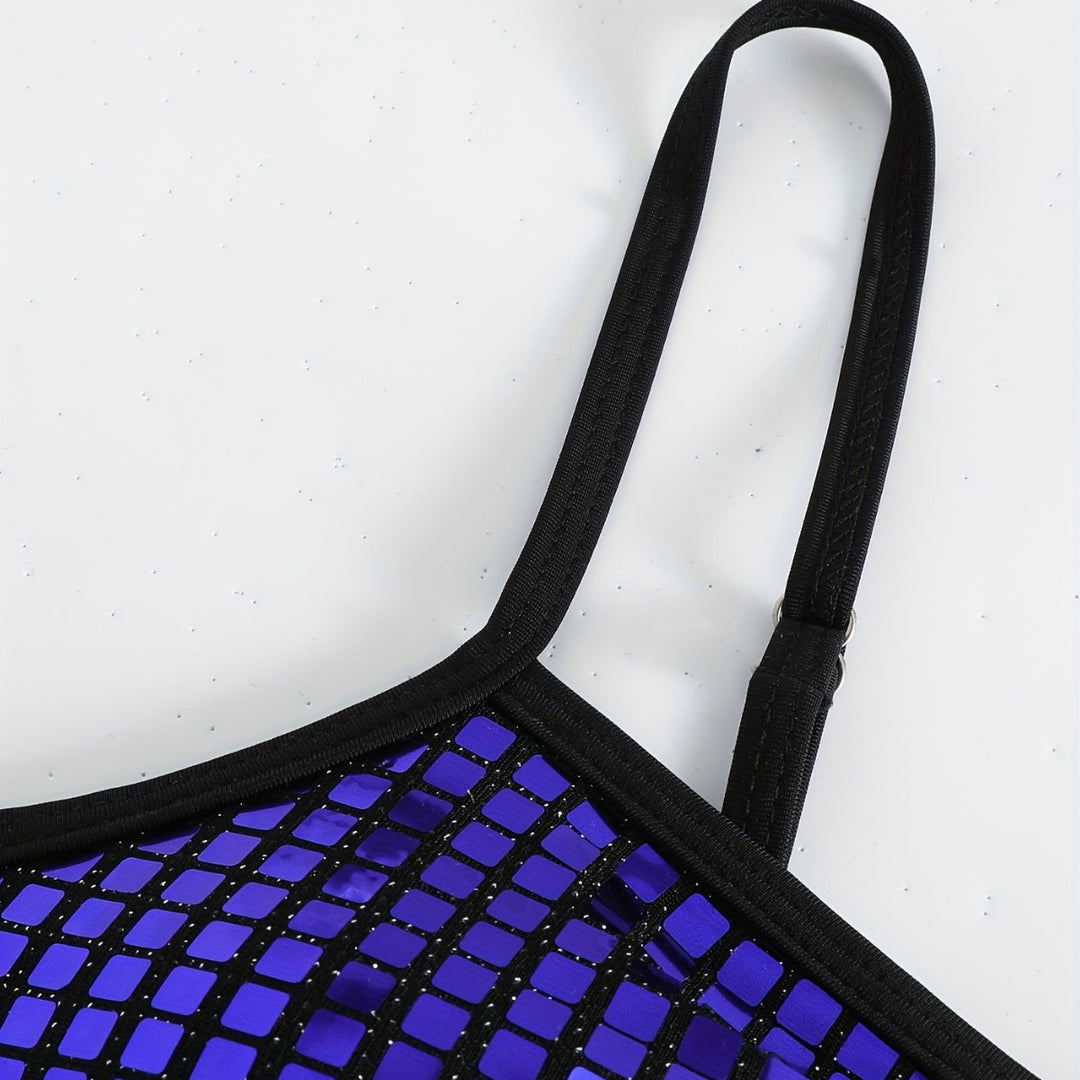 Damen Crop-Bikini-Top mit glitzerndem Netzdesign Echo Archiv