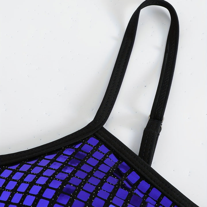 Damen Crop-Bikini-Top mit glitzerndem Netzdesign Echo Archiv