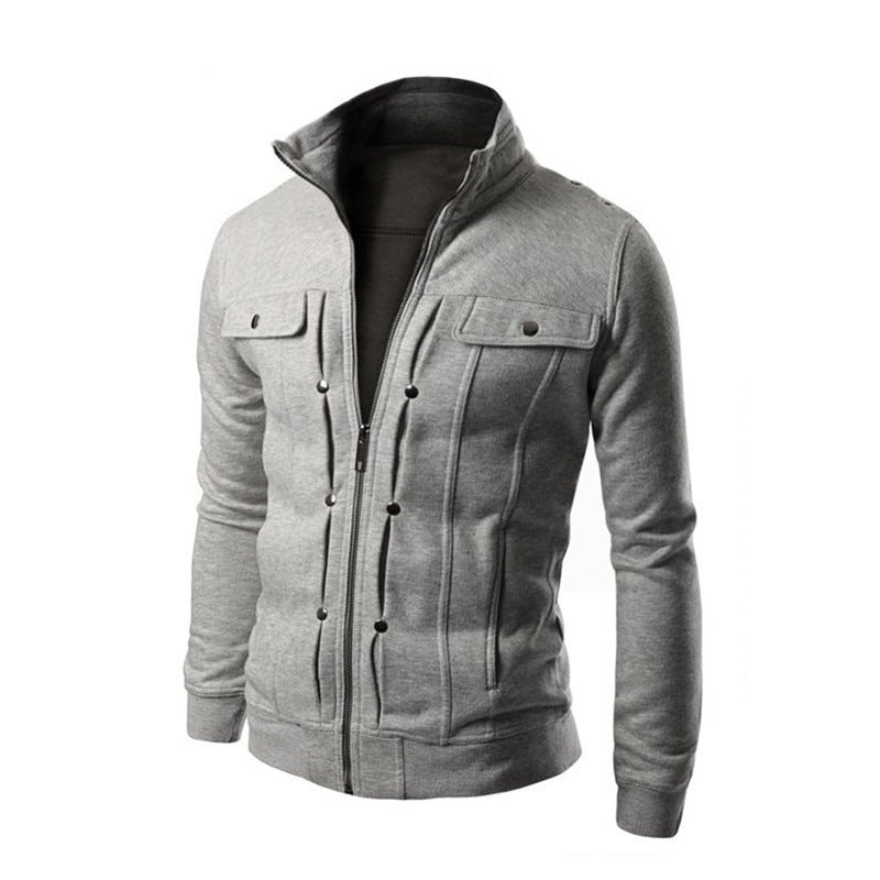 Herren modische Fleecejacke mit hohen Kragen und praktischen Taschen Echoarchiv