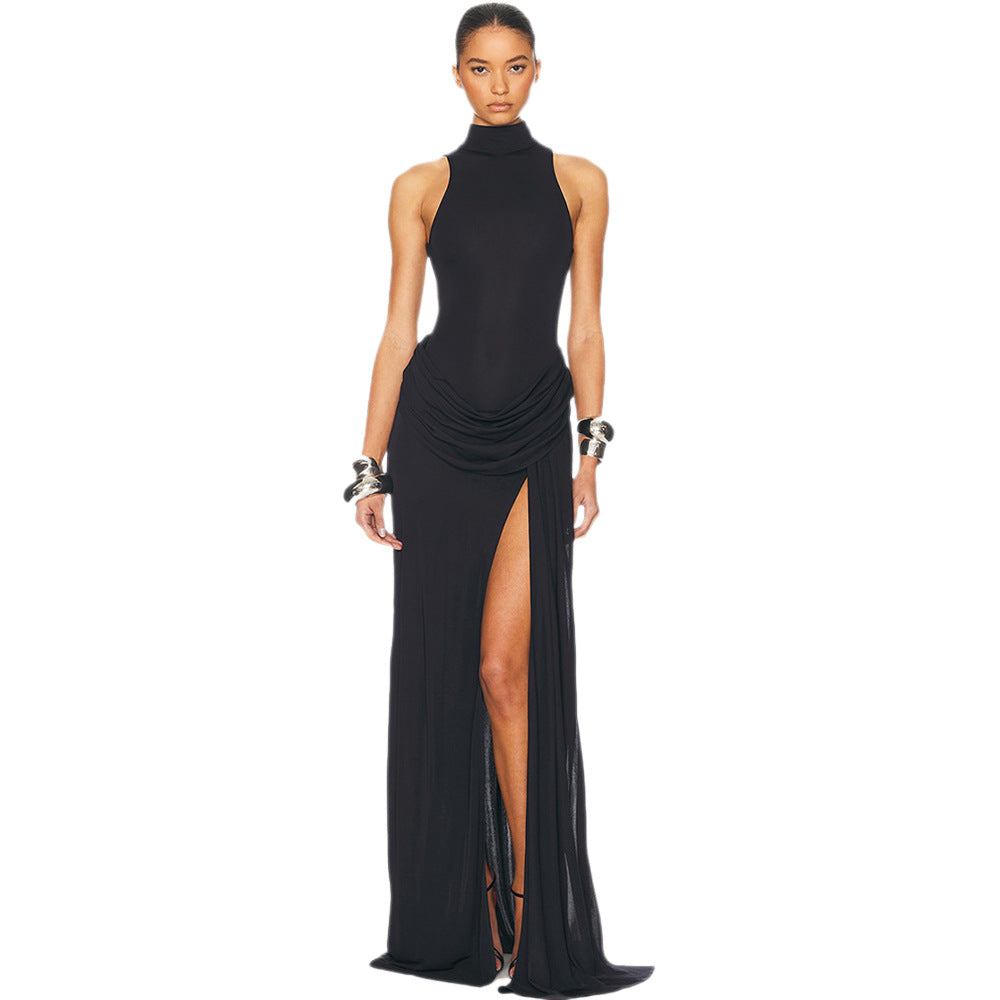 Damen Maxikleid mit figurbetontem Schnitt und elegantem Drapierungselement Echo Archiv