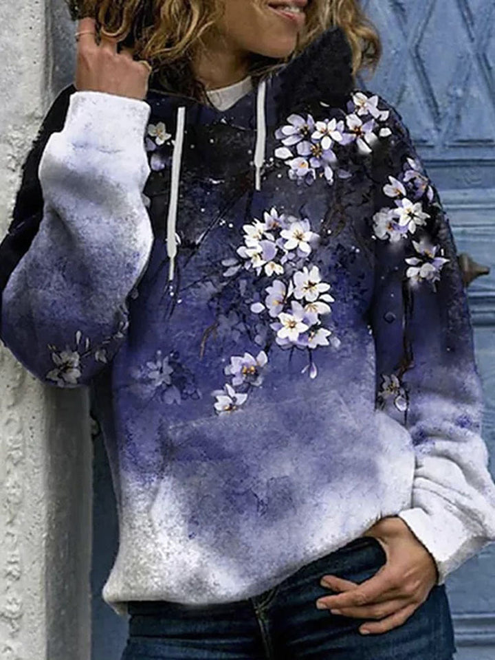 Damen Halloween Kapuzenpullover mit Kürbis- und Katzenprint, Paillettenbesatz und Oversize-Schnitt – Auréline