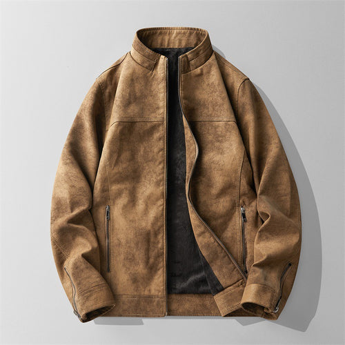 Herren Stilvolle Kunstlederjacke mit Stehkragen Echo Archiv