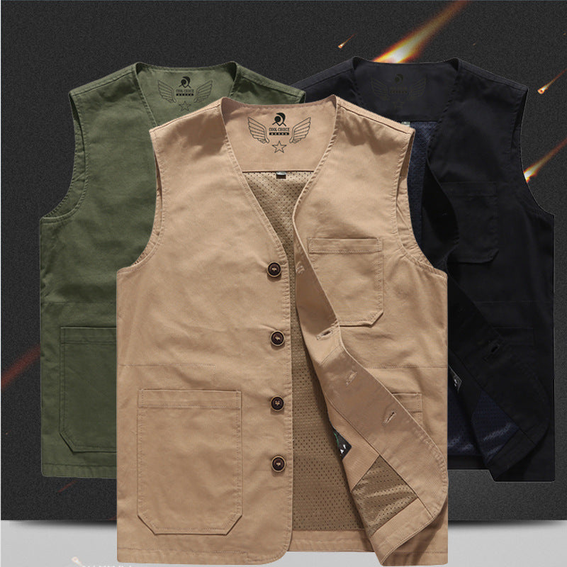 Herren Canvas-Utilityweste mit Netzfutter und Mehrfachtaschen – Marzano