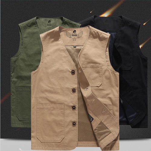 Herren Canvas-Utilityweste mit Netzfutter und Mehrfachtaschen – Marzano