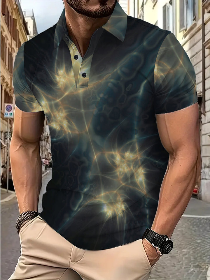 Herren Poloshirt mit kreativem grafischen Muster Echoarchiv
