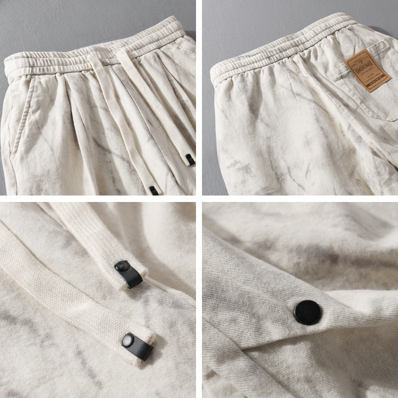 Herren Weite Baggy-Cargohose mit Marmor-Print und Kordelzug Echoarchiv