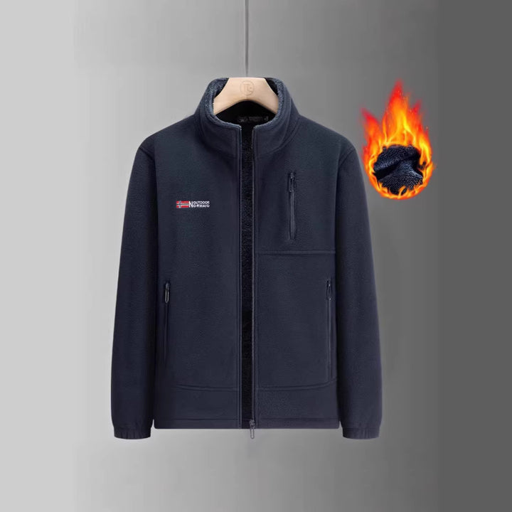Herren Fleecejacke mit Teddyfutter, Stehkragen und mehreren Reißverschlusstaschen Echoarchiv
