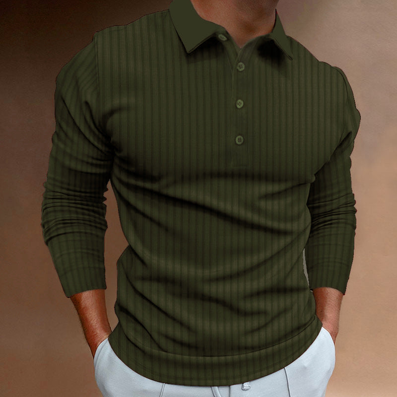 Herren Langarm Polo-Shirt mit strukturiertem Design Echoarchiv