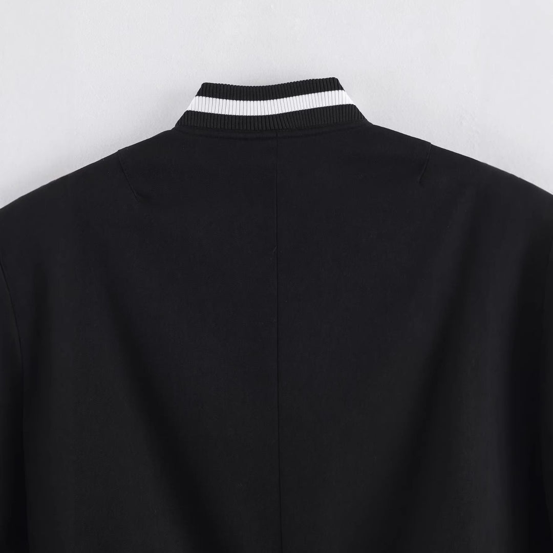 Damen Cropped-Boxy-Bomberjacke mit Rippbündchen und Druckknopfleiste Echoarchiv