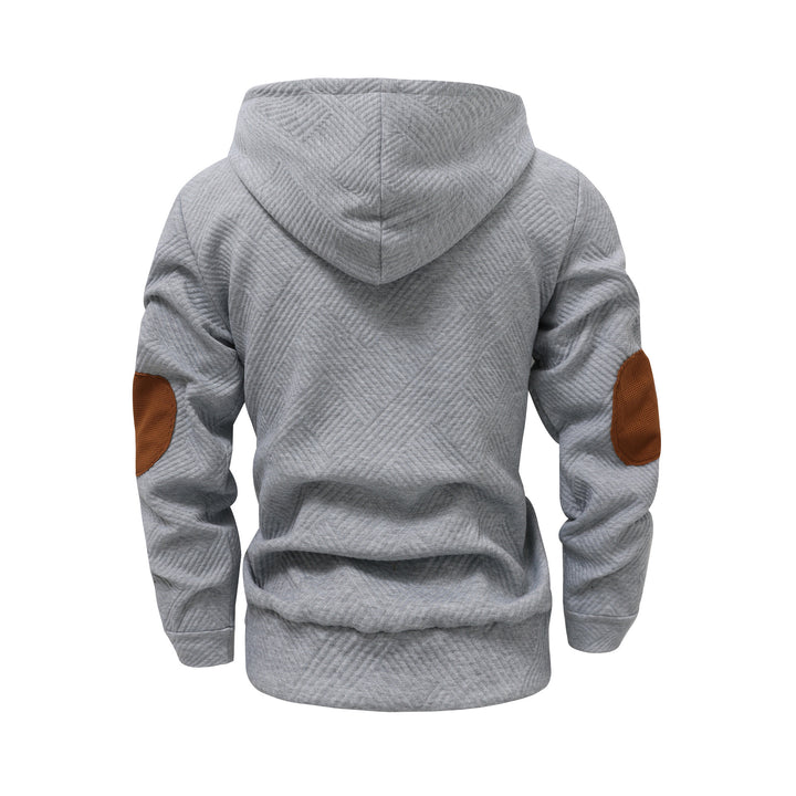 Herren modischer Kapuzenpullover mit strukturiertem Design und Knopfleiste Echoarchiv