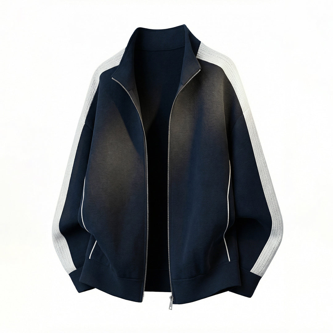 Herren Oversize-Zipjacke aus Fleece mit Stehkragen und strukturierten Ärmeleinsätzen Echo Archiv