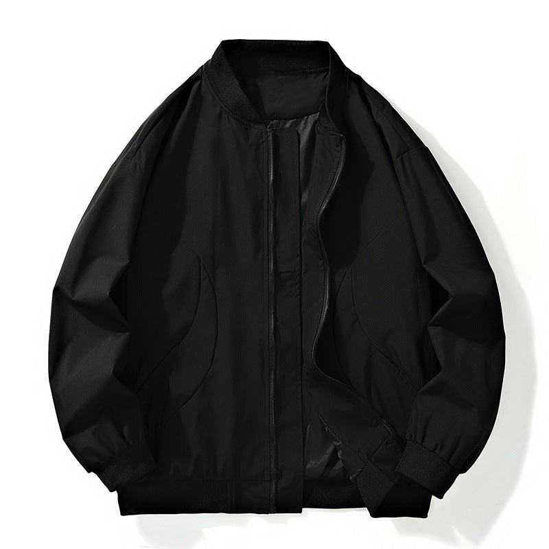 Leichte, oversized Bomberjacke für Herren mit elastischen Rippbündchen und verdecktem Reißverschluss – Brevano