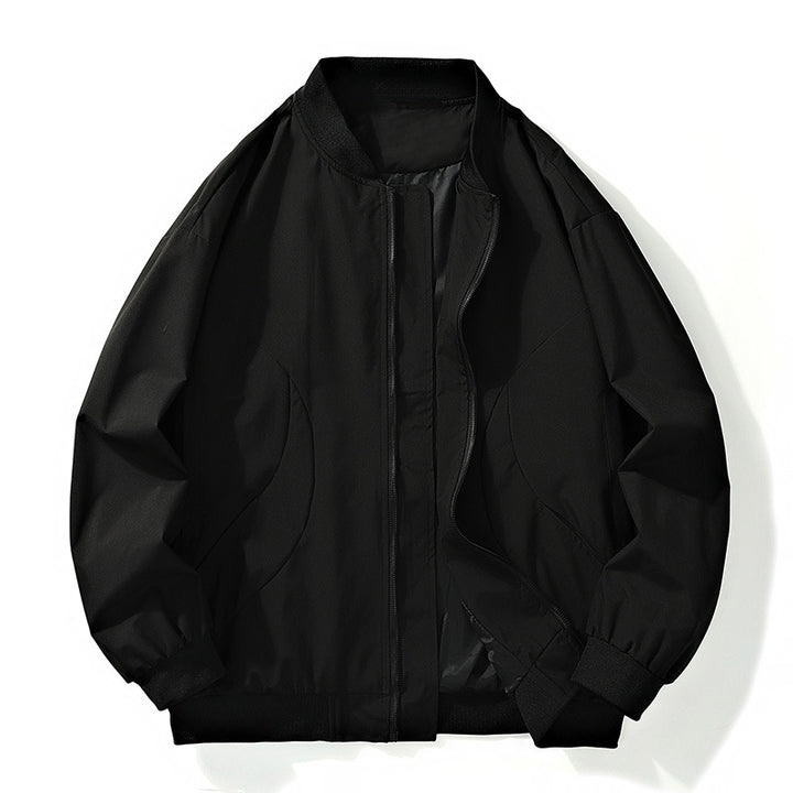 Leichte, oversized Bomberjacke für Herren mit elastischen Rippbündchen und verdecktem Reißverschluss – Brevano