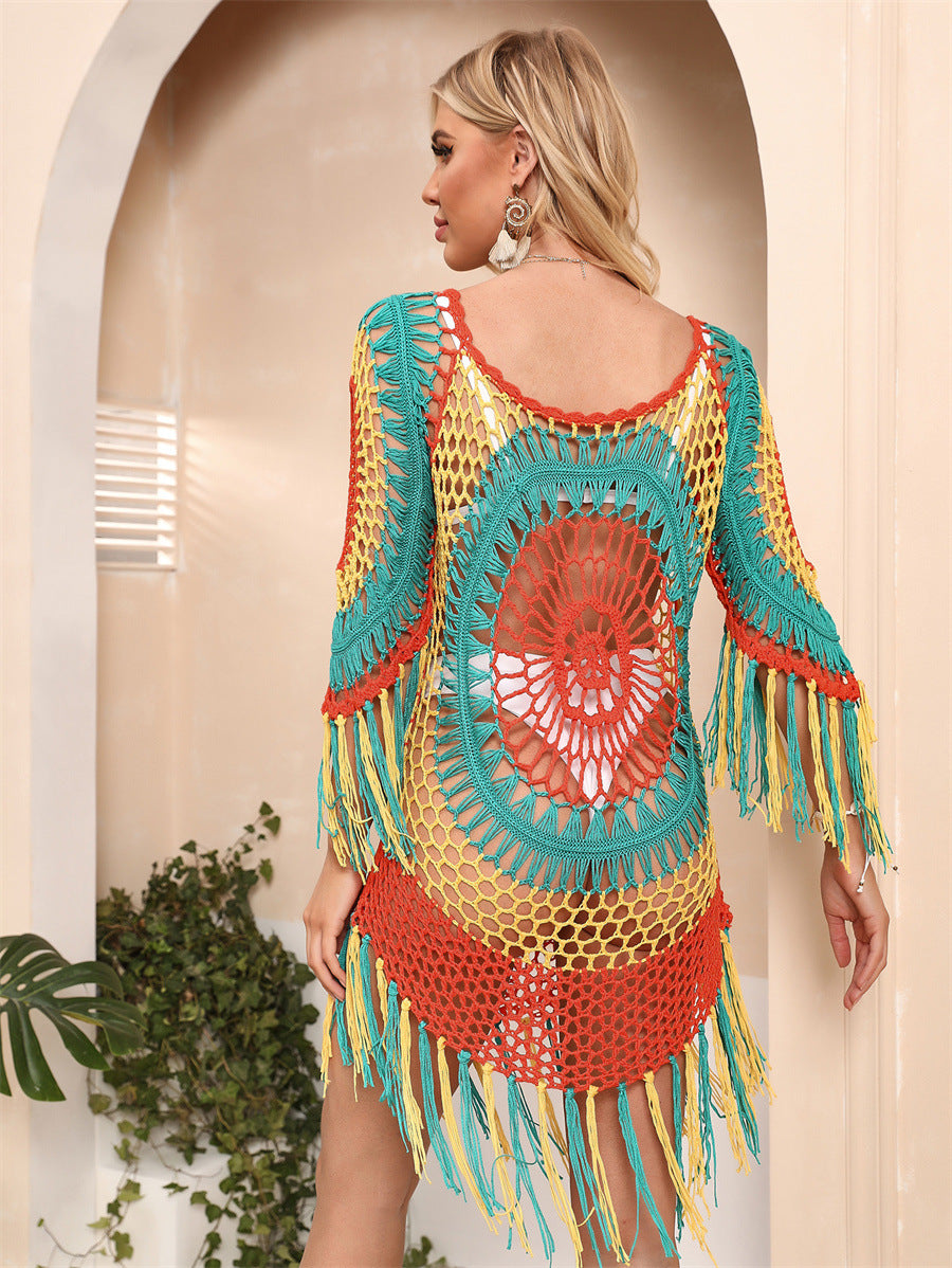 Damen Häkel-Strandkleid mit auffälligem Fransen-Design Echo Archiv