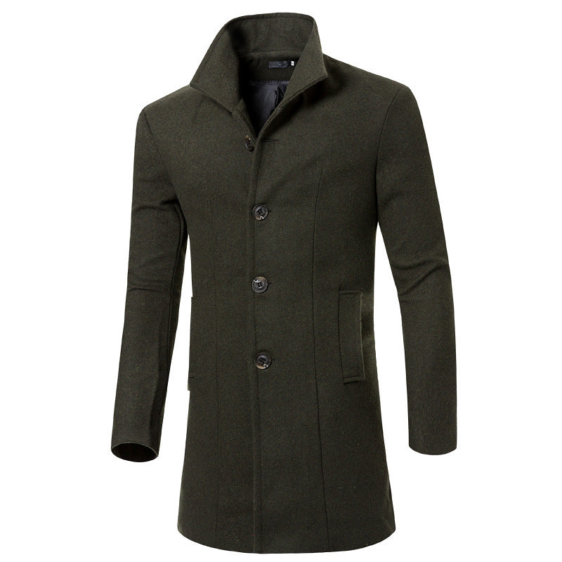 Herren eleganter Woolcoat mit modernem Stehkragen und praktischen Taschen Echoarchiv
