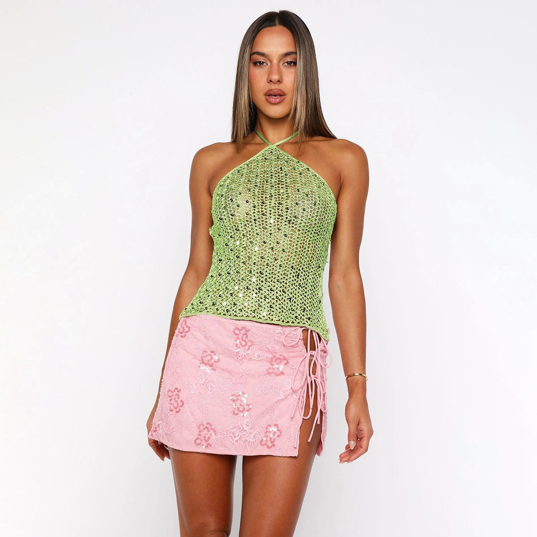 Damen Glitzerndes Netzoberteil mit raffinierten Details Echo Archiv
