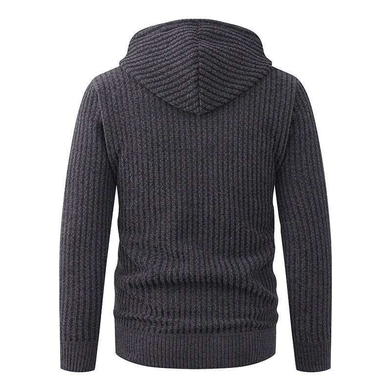 Herren Kapuzen-Strickjacke mit Teddyfutter und durchgehendem Reißverschluss Echo Archiv