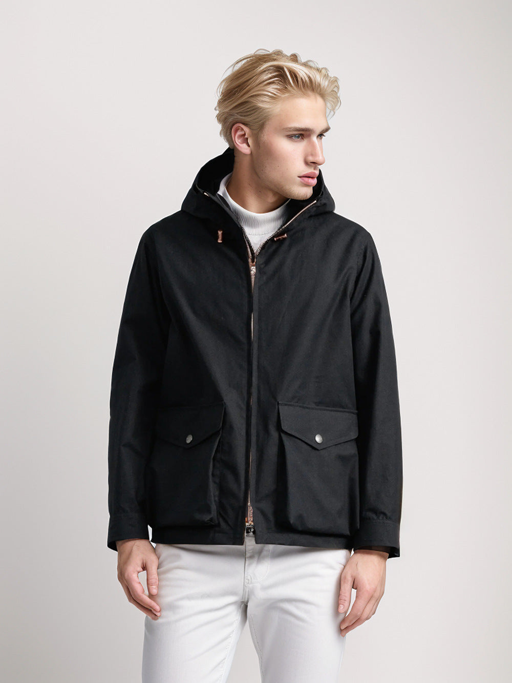 Herren Übergangsjacke mit praktischen Taschen und verstellbarem Kapuzenkragen Echoarchiv