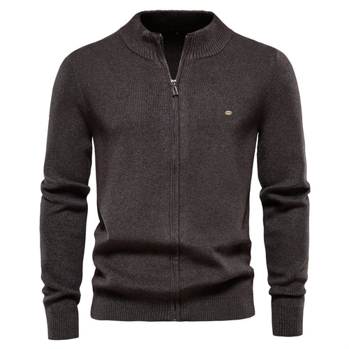 Herren Strickjacke mit modischem Stehkragen und Reißverschluss Echoarchiv