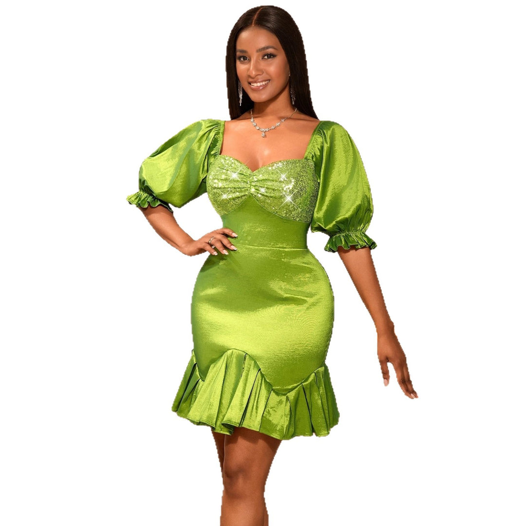 Damen Festliches Kleid mit glitzerndem Bustier und voluminösen Ärmeln Echo Archiv