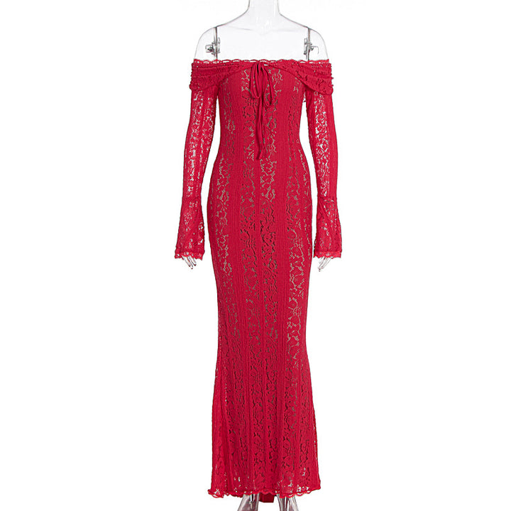 Damen Elegantes Spitzenkleid im figurbetonten Schnitt mit Off-Shoulder Design Echo Archiv