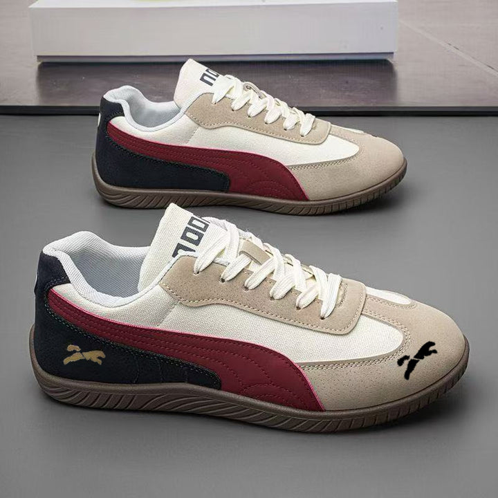 Herren Retro-Lowtop-Sneaker aus Wildlederimitat mit kontrastierendem Seitenstreifen und profilierter Gummisohle Echoarhiv – Norré