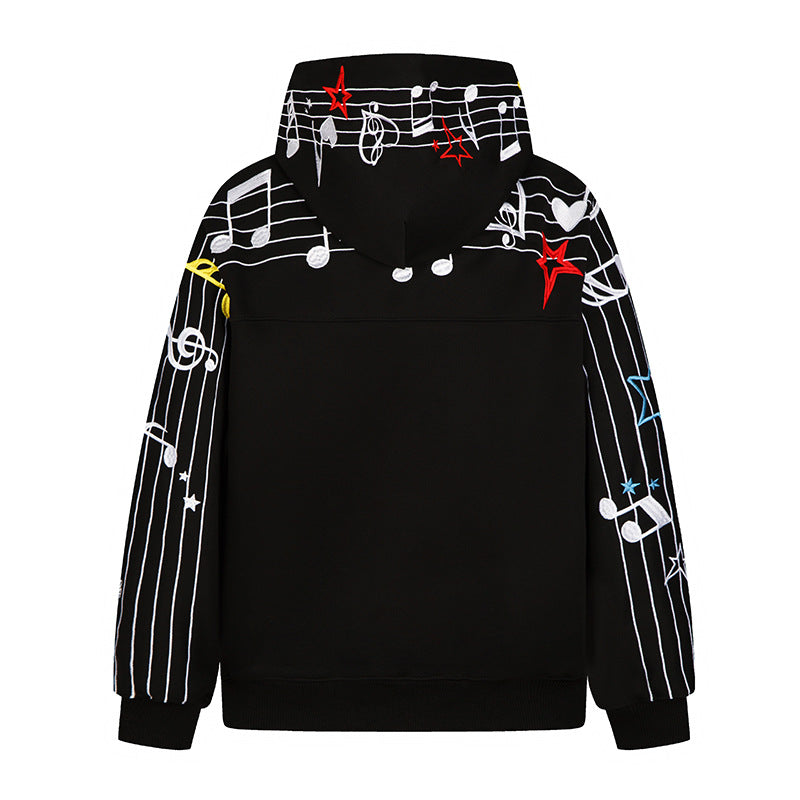 Damen Kapuzen-Sweatshirt mit musikalischem Noten- und Sternprint, relaxed Fit Echoarchiv
