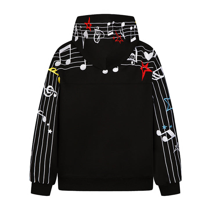 Damen Kapuzen-Sweatshirt mit musikalischem Noten- und Sternprint, relaxed Fit Echoarchiv