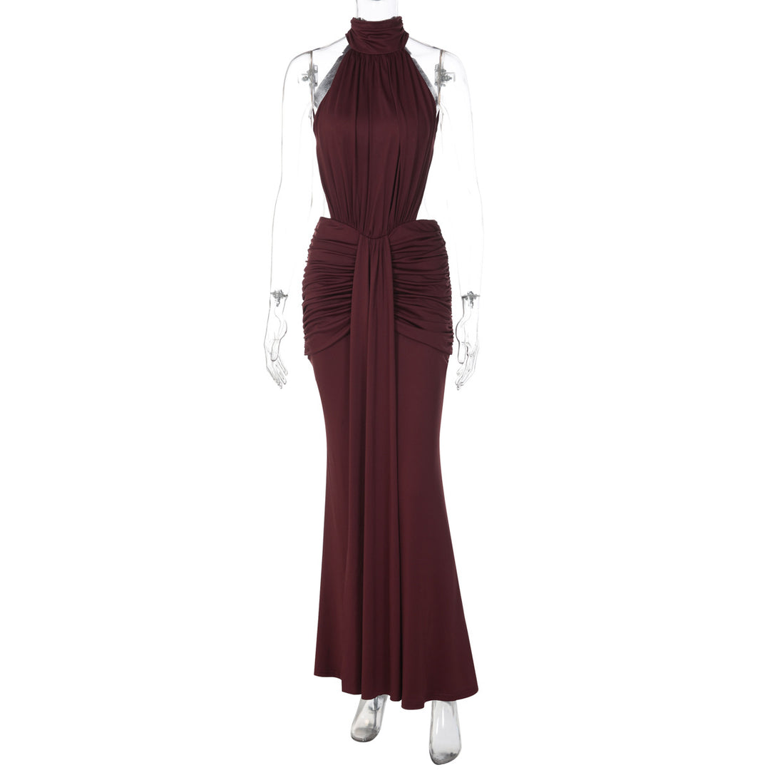 Damen Elegantes Maxikleid mit hochgeschlossenem Kragen und raffiniertem Drapé Echo Archiv