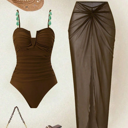 Damen Raffinierter Einteiler Badeanzug mit elegantem Rock Echo Archiv