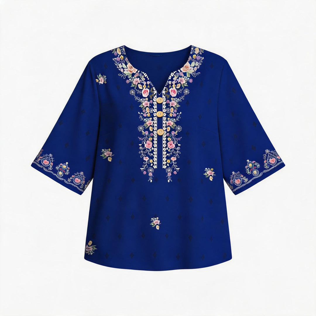 Damen Bluse mit Blumenmuster und Knopfleiste Echo Archiv