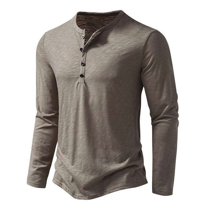 Herren Langarm Henley-Shirt mit Knopfleiste und leichtem Stoff Echoarchiv