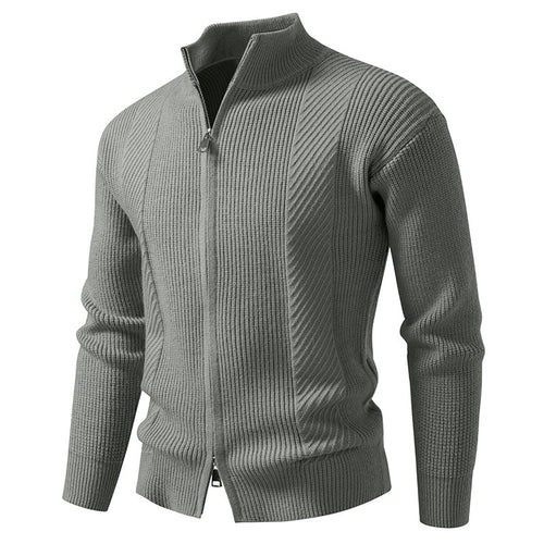 Herren modische Strickjacke mit Stehkragen und durchgehendem Reißverschluss Echoarchiv
