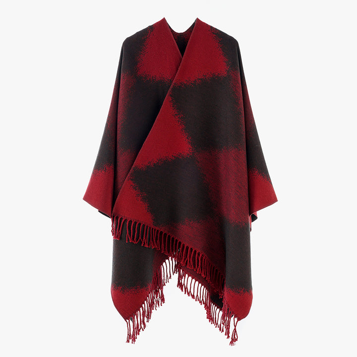 Damen Kaschmiroptik-Cape im Kimono-Schnitt mit feinem Fransensaum Echo Archiv