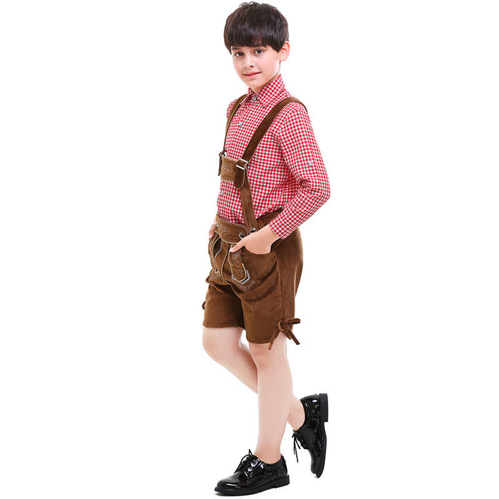 Unisex nan traditionelle Kinderlederhose mit verstellbaren Trägern und feiner Stickerei Echo Archiv