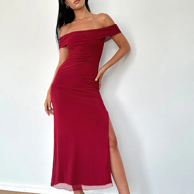 Damen Off-Shoulder Maxikleid mit elegantem Drapierungsdesign Echo Archiv