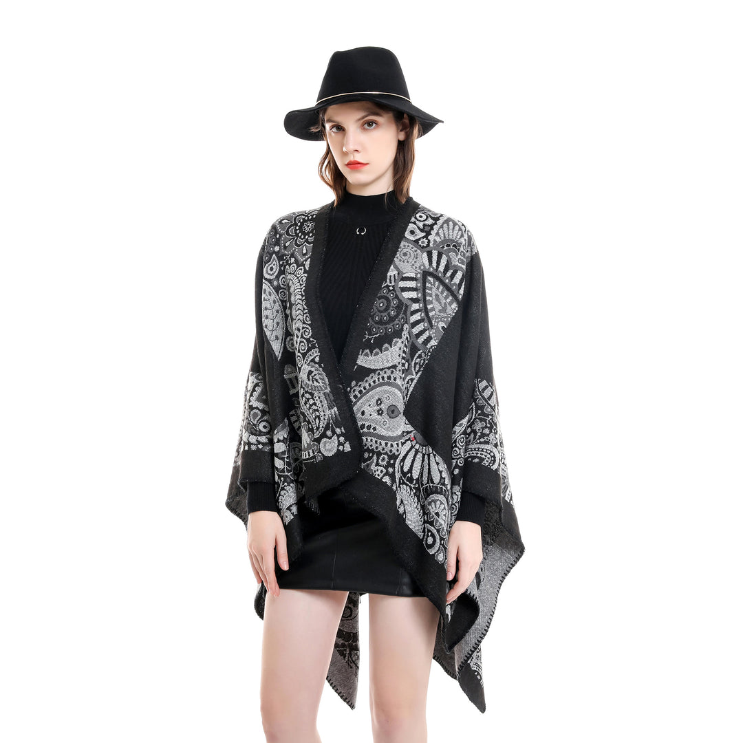 Damen Jacquard-Überwurf mit Paisley-Muster und offenem Kimono-Fall Echo Archiv