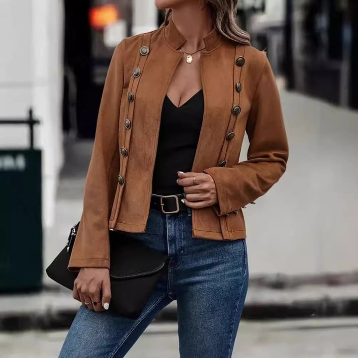 Damen nan taillierte Militärjacke mit Stehkragen und doppelter Knopfleiste Echo Archiv