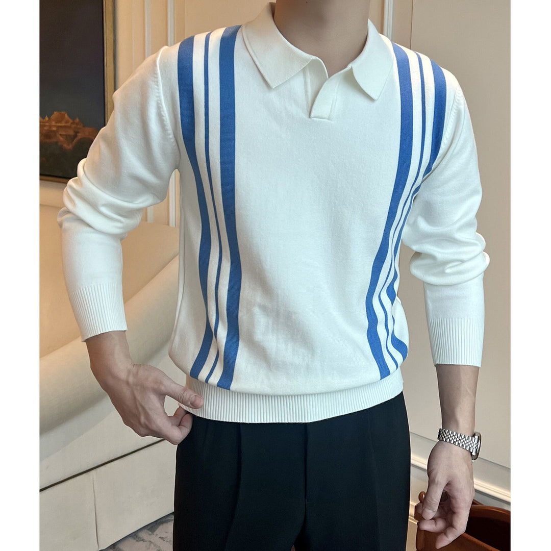 Herren Farbblockierter Pullover mit Polokragen Echoarchiv