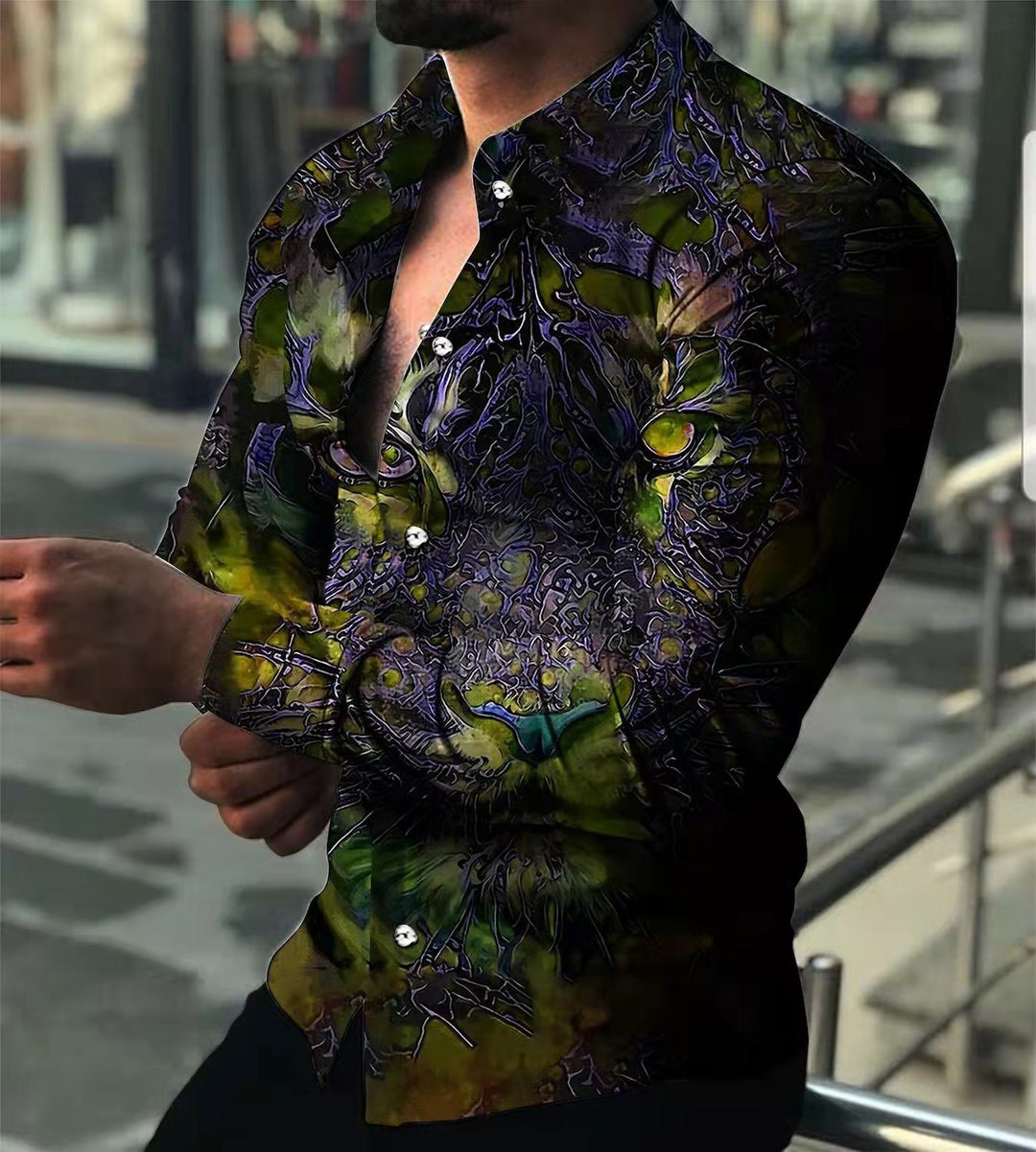 Herren Langarmshirt mit extravaganten Motiven und modischer Passform Echoarchiv
