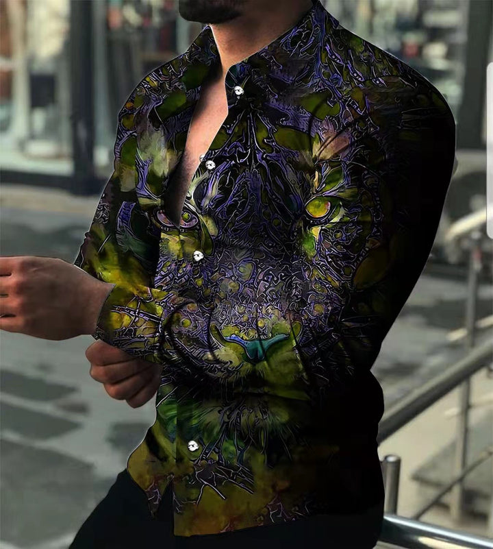 Herren Langarmshirt mit extravaganten Motiven und modischer Passform Echoarchiv